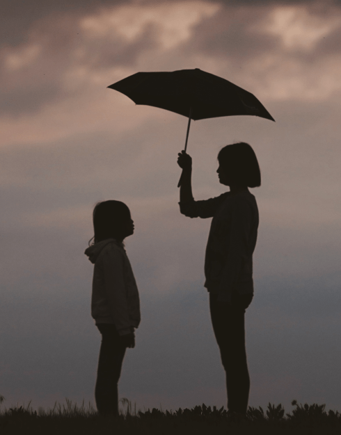 woman holding umbrella